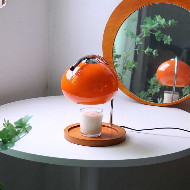 Vintage Glass Dome Solid Wood Base 1-Light Table Lamp