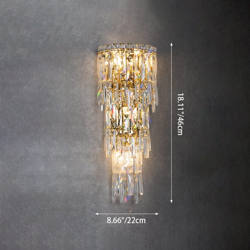 Contemporary Luxury Crystal Tassel Half Post Wall Sconce