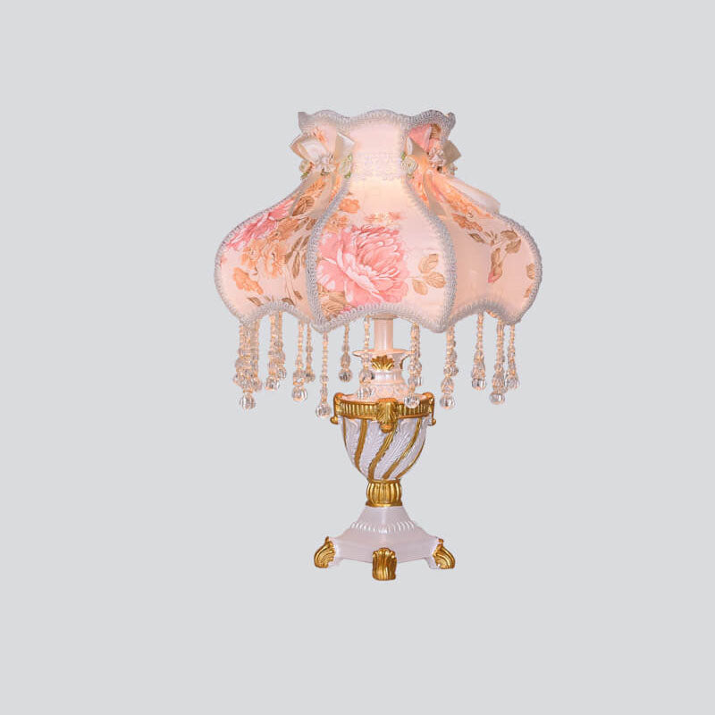 European Luxury Fabric Lace Resin 1-Light Table Lamp