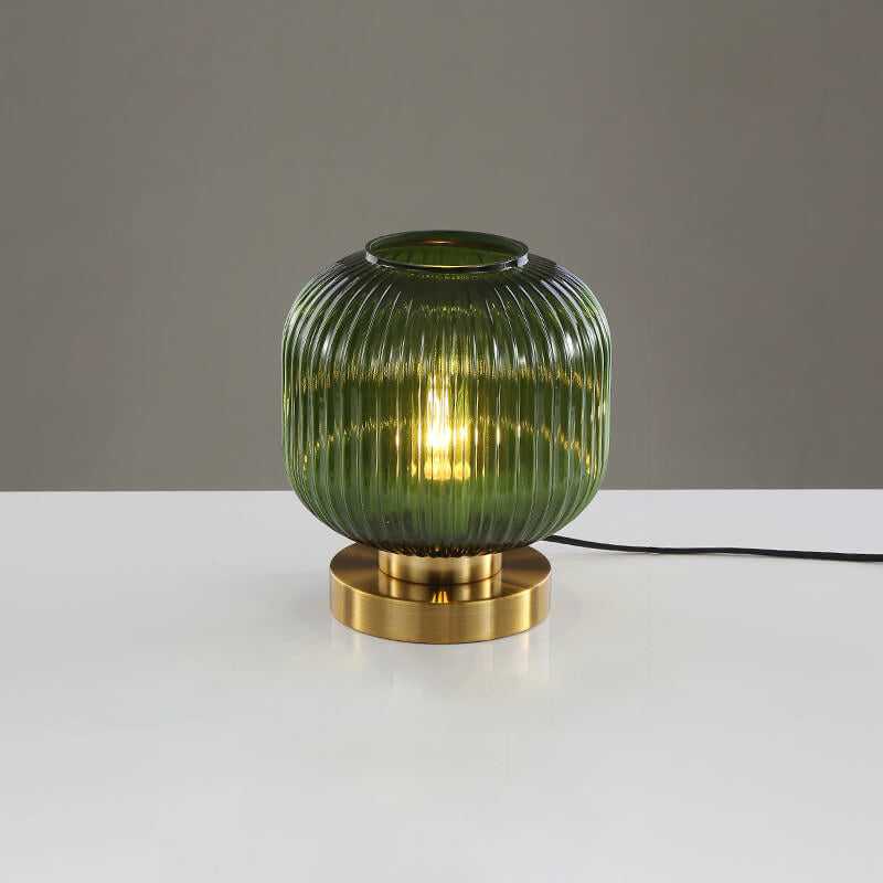 Elegant Nordic Striped Glass Oval 1-Light Table Lamp