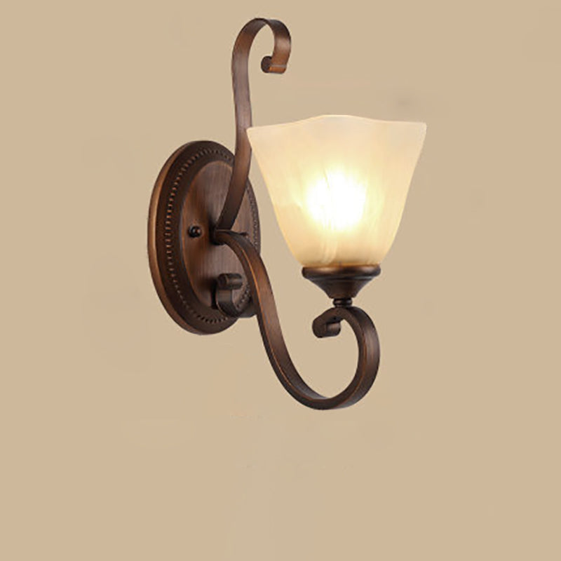 Traditional Vintage Round Glass Iron 1/2 Light Wall Sconce