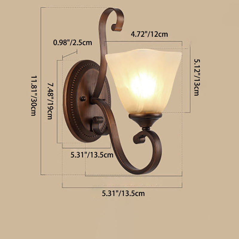 Traditional Vintage Round Glass Iron 1/2 Light Wall Sconce