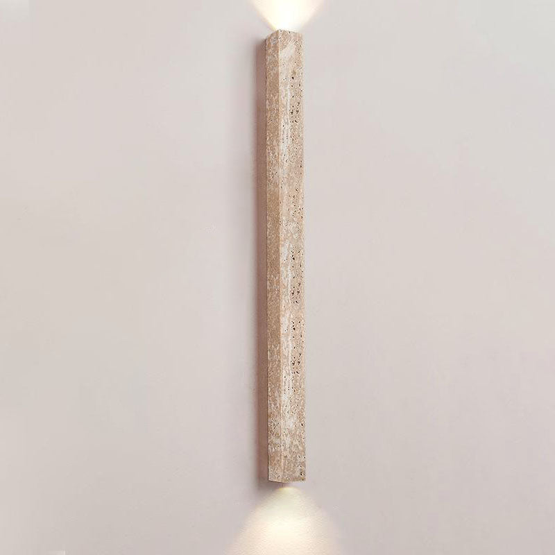 Traditional Japanese Long Strip Yellow Travertine Wall Sconce