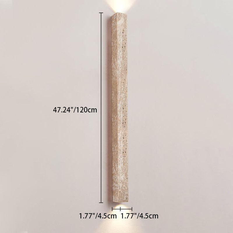 Traditional Japanese Long Strip Yellow Travertine Wall Sconce