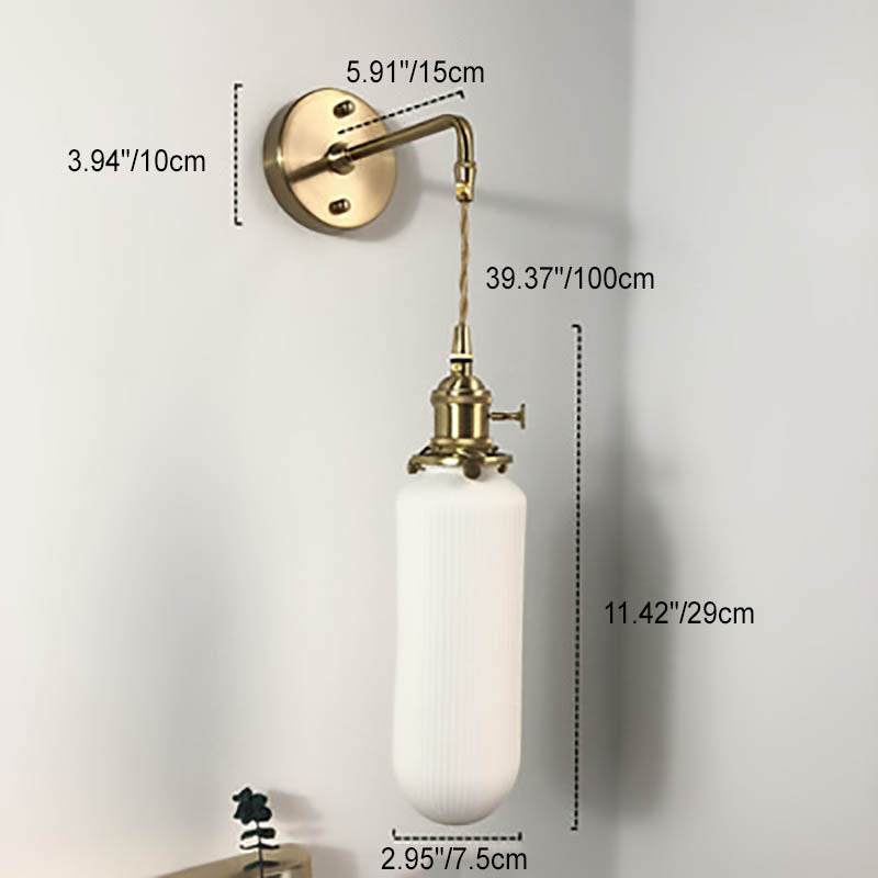 Japanese Retro Minimalist Cylinder Oval Brass Wall Sconce