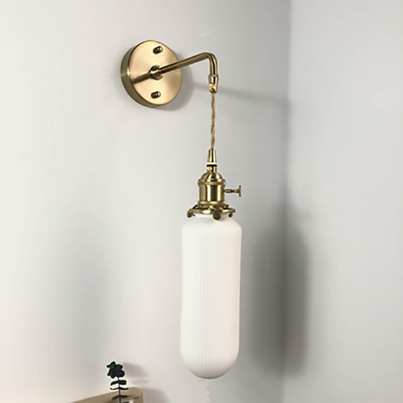Japanese Retro Minimalist Cylinder Oval Brass Wall Sconce