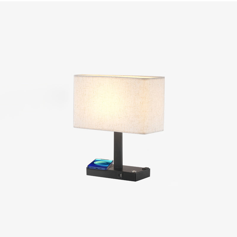 Modern Minimalist Rectangular Cloth Iron 1-Light Table Lamp