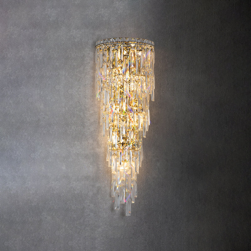 Contemporary Luxury Crystal Tassel Half Post Wall Sconce