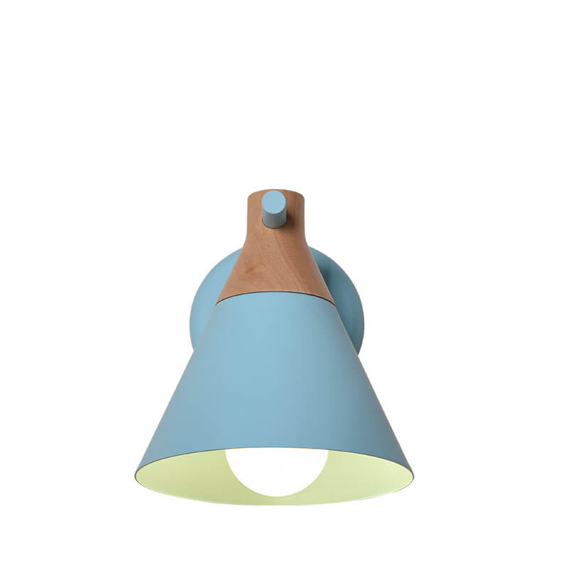 Nordic Solid Wood Macaron Cone Shade 1-Light Wall Sconce