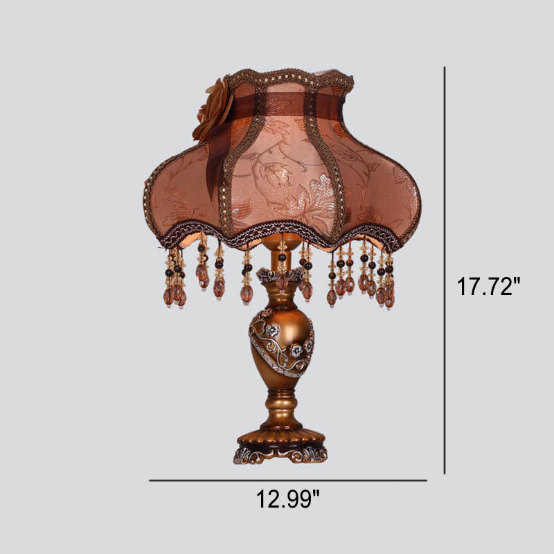 European Luxury Fabric Lace Resin 1-Light Table Lamp