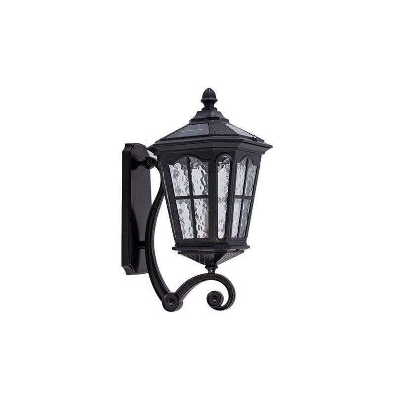 Traditional European Solar Outdoor Lantern Glass Wall Sconce