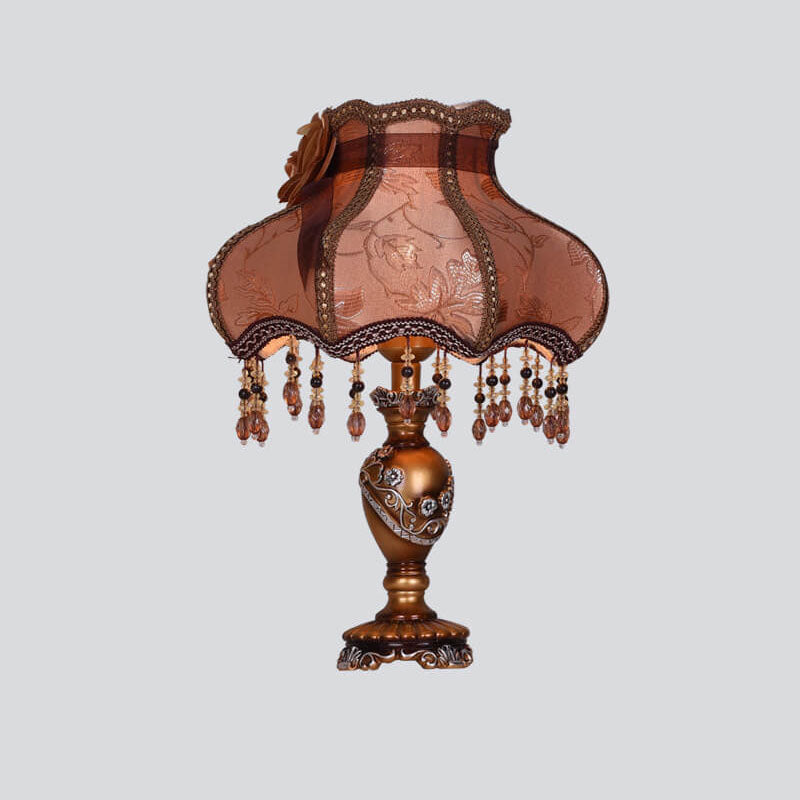 European Luxury Fabric Lace Resin 1-Light Table Lamp