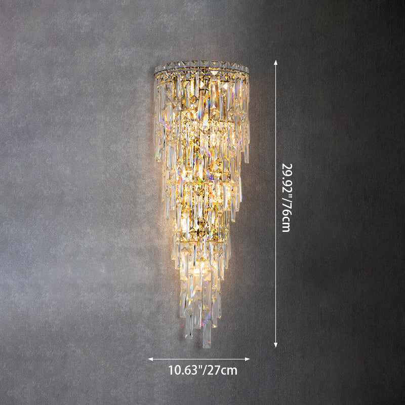 Contemporary Luxury Crystal Tassel Half Post Wall Sconce
