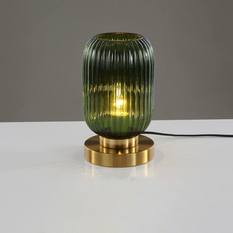 Elegant Nordic Striped Glass Oval 1-Light Table Lamp