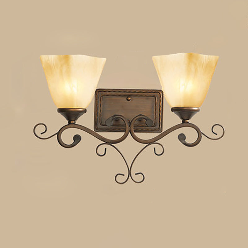 Traditional Vintage Round Glass Iron 1/2 Light Wall Sconce