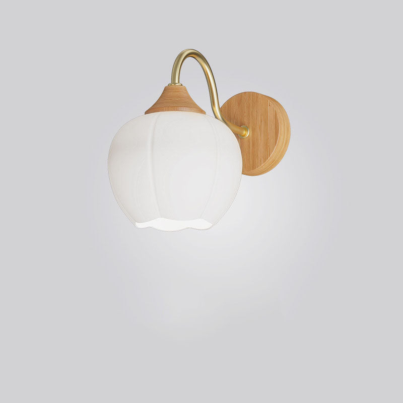 Contemporary Nordic Iron Glass Striped Round Log Wall Sconce