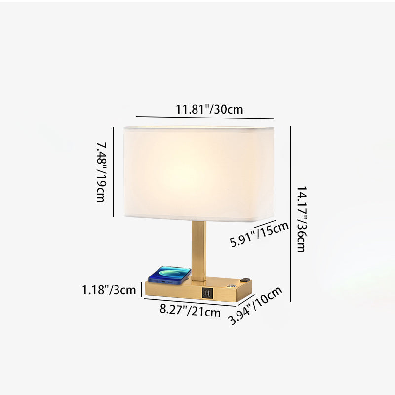 Modern Minimalist Rectangular Cloth Iron 1-Light Table Lamp