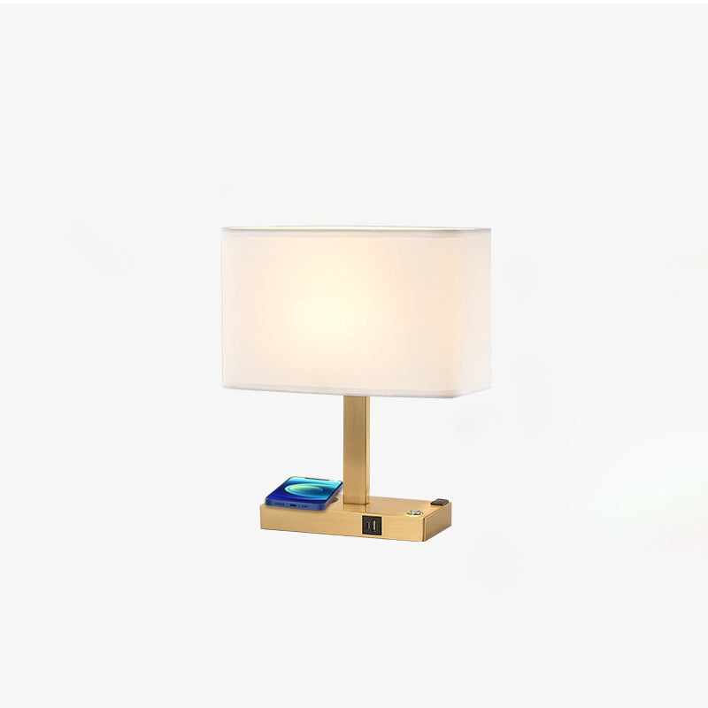 Modern Minimalist Rectangular Cloth Iron 1-Light Table Lamp