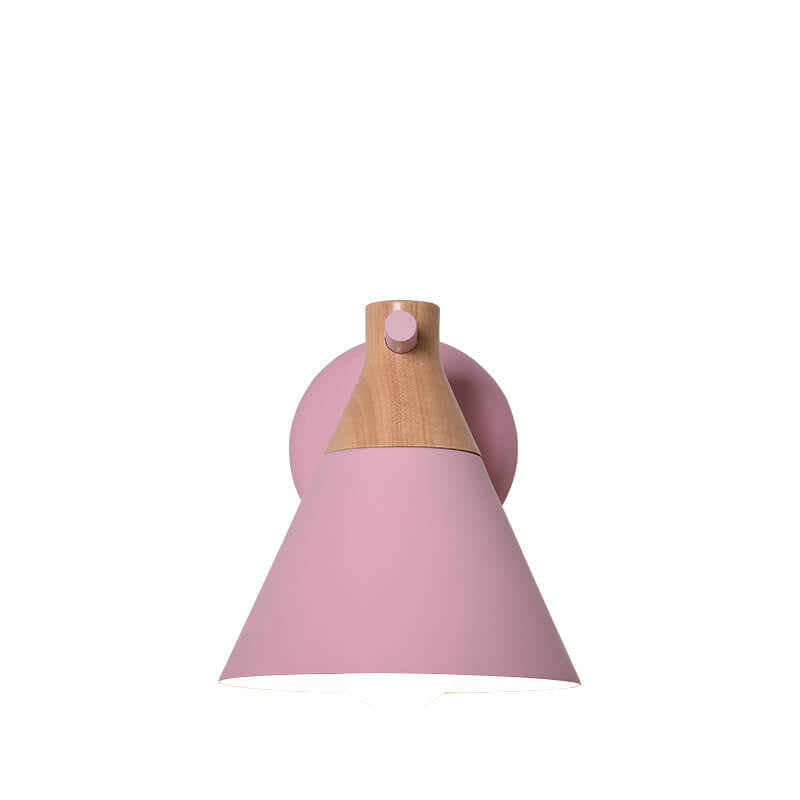 Nordic Solid Wood Macaron Cone Shade 1-Light Wall Sconce