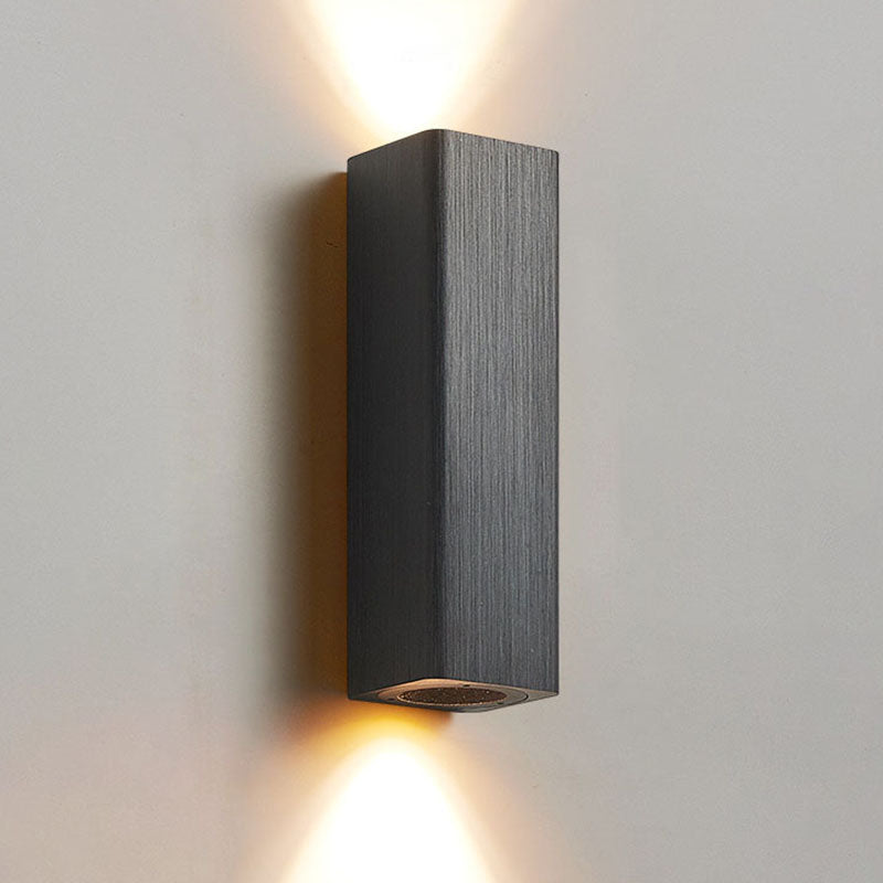 Nordic Minimalist Brushed Aluminum Rectangular Wall Sconce