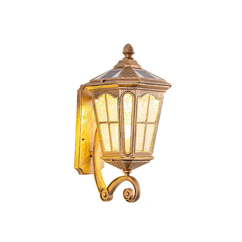 Traditional European Solar Outdoor Lantern Glass Wall Sconce