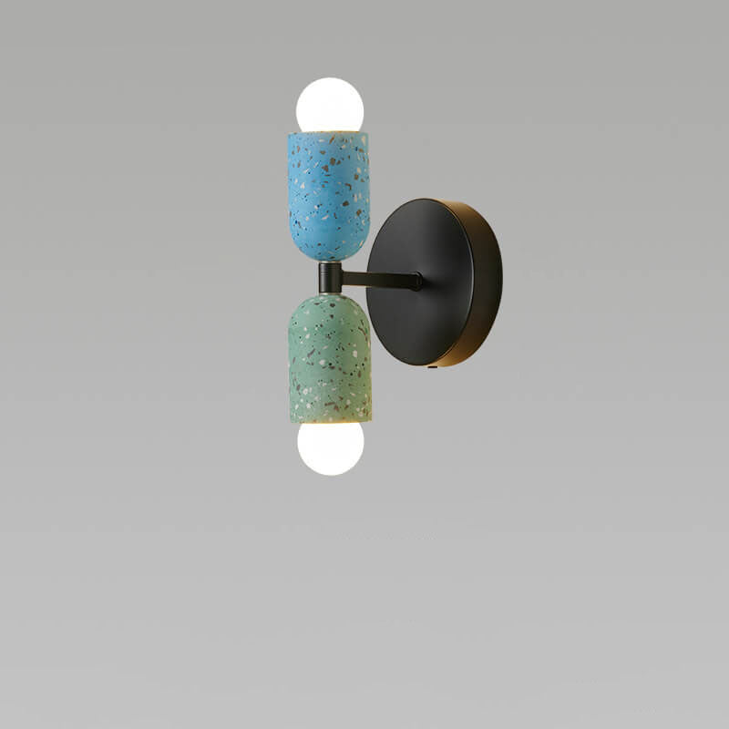 Modern Japanese Wabi-Sabi Iron Cement 2-Light Wall Sconce