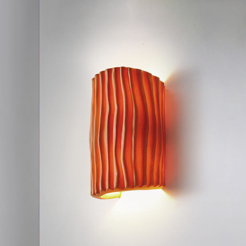 Contemporary Nordic Resin Striped Half Cylinder Wall Sconce