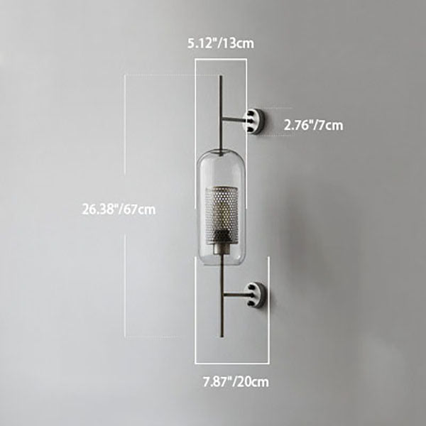 Contemporary Industrial Cylinder Glass Shade Wall Sconce