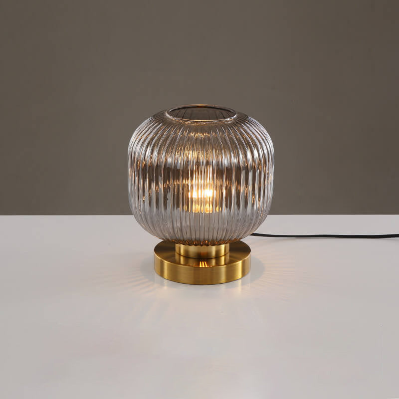 Elegant Nordic Striped Glass Oval 1-Light Table Lamp
