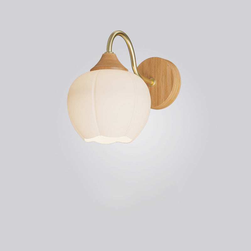 Contemporary Nordic Iron Glass Striped Round Log Wall Sconce