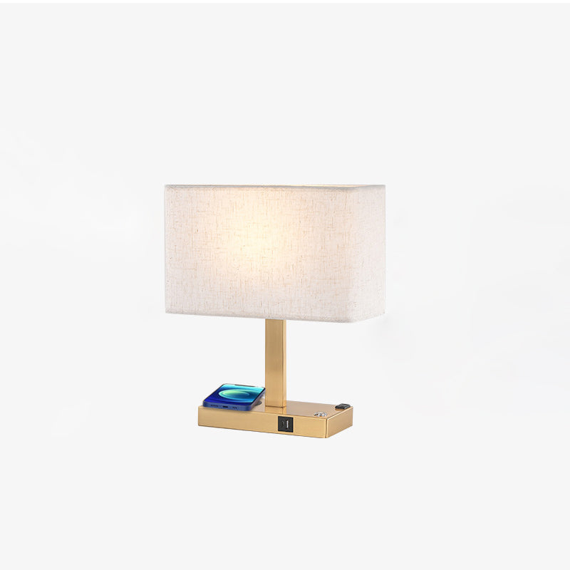 Modern Minimalist Rectangular Cloth Iron 1-Light Table Lamp
