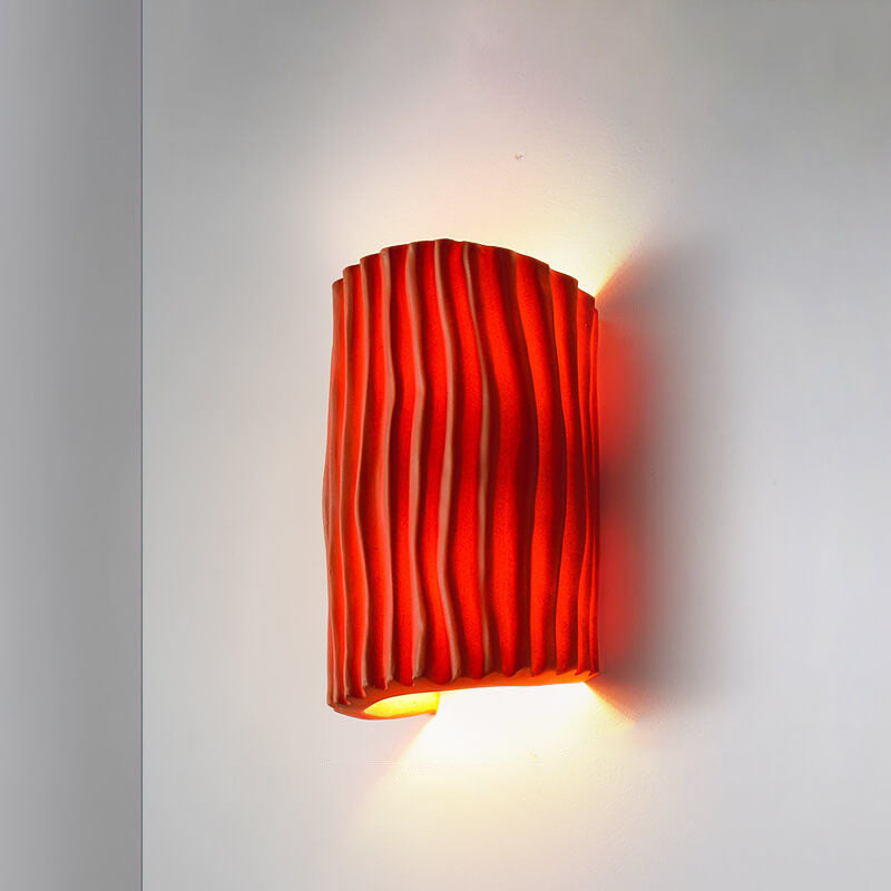 Contemporary Nordic Resin Striped Half Cylinder Wall Sconce