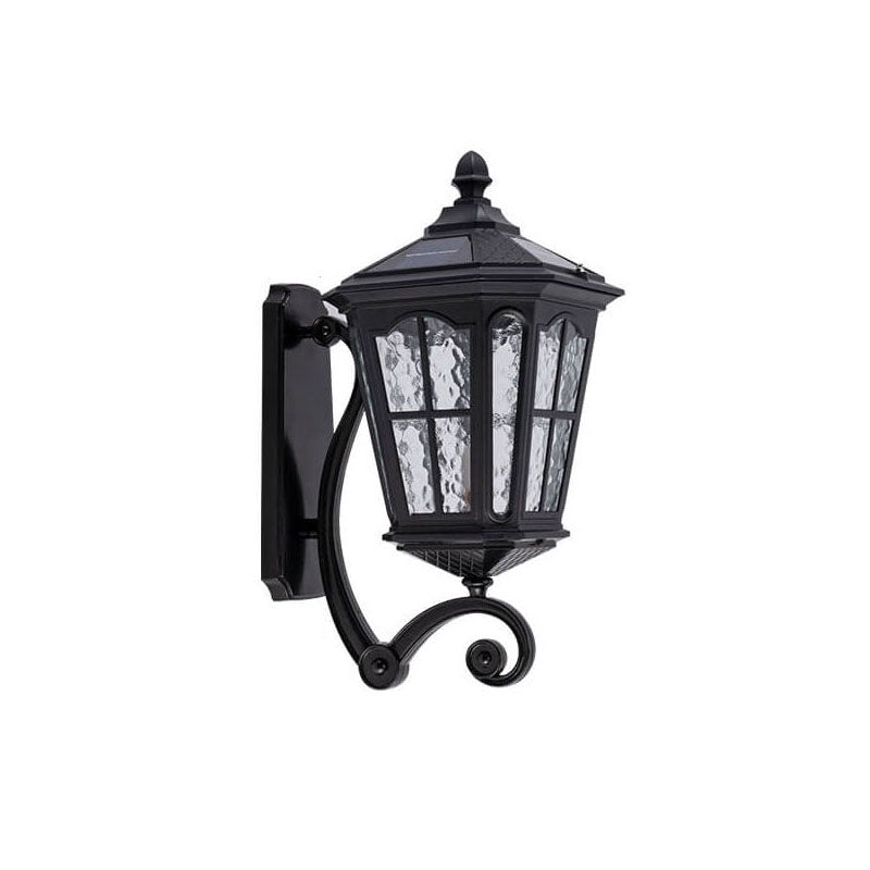 Traditional European Solar Outdoor Lantern Glass Wall Sconce