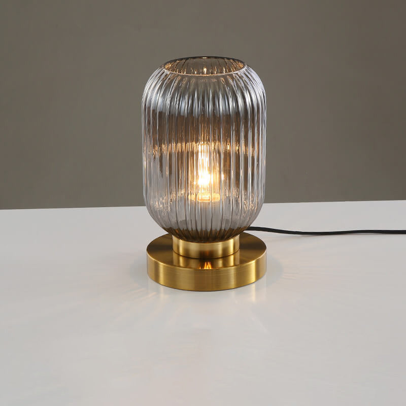 Elegant Nordic Striped Glass Oval 1-Light Table Lamp