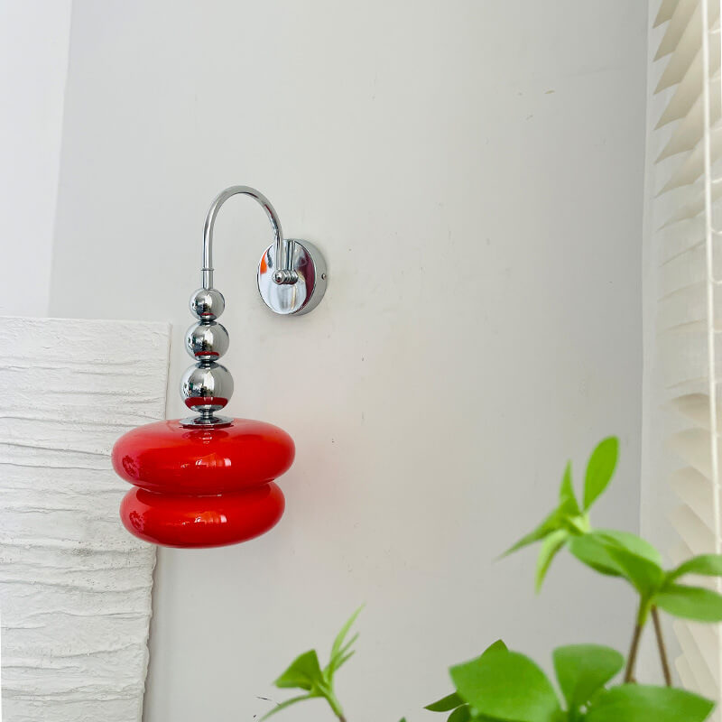 Macaron Cream Gourd Design Glass Shade Wall Sconce