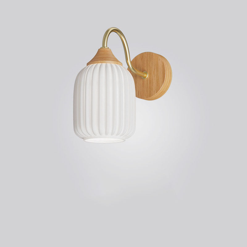 Contemporary Nordic Iron Glass Striped Round Log Wall Sconce