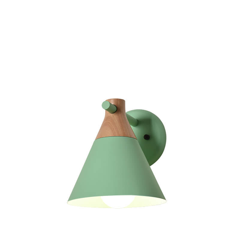 Nordic Solid Wood Macaron Cone Shade 1-Light Wall Sconce