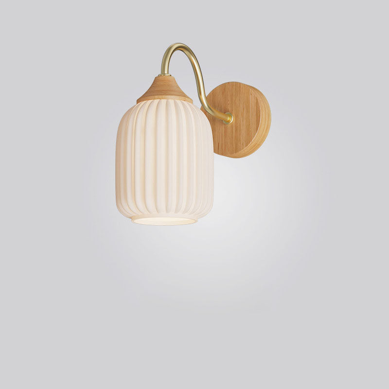 Contemporary Nordic Iron Glass Striped Round Log Wall Sconce