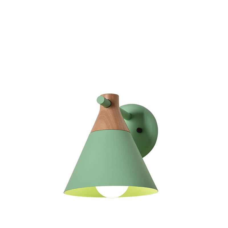 Nordic Solid Wood Macaron Cone Shade 1-Light Wall Sconce