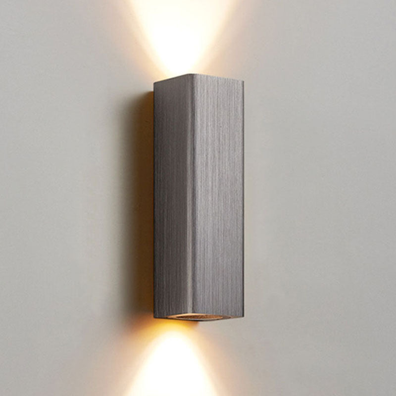 Nordic Minimalist Brushed Aluminum Rectangular Wall Sconce
