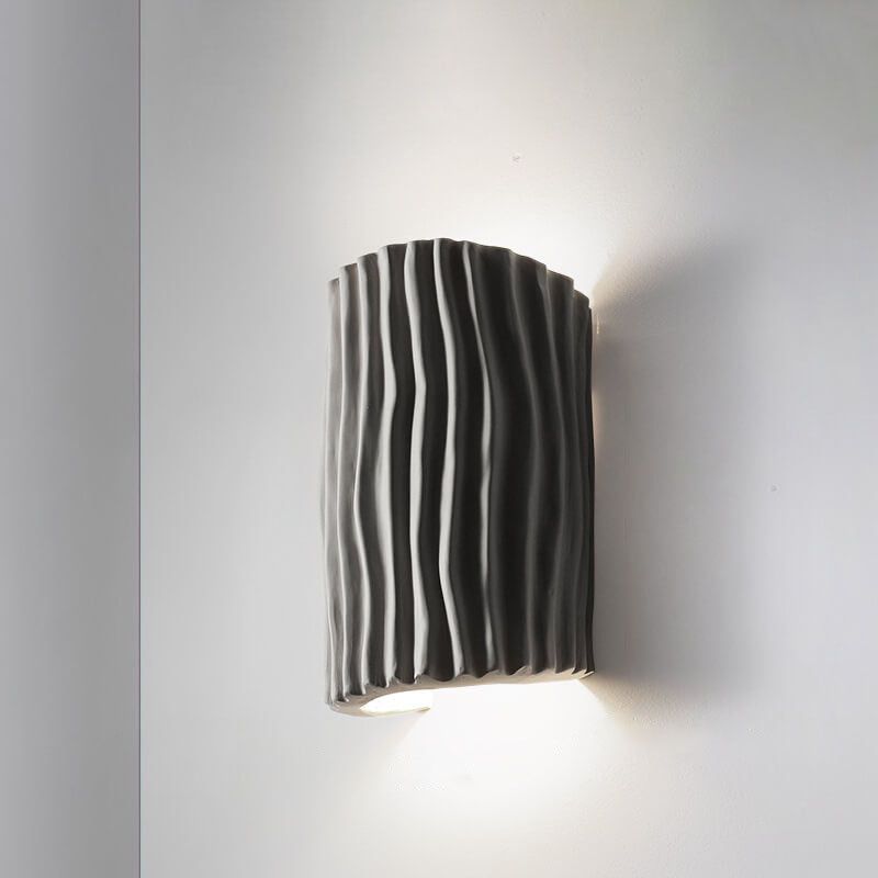 Contemporary Nordic Resin Striped Half Cylinder Wall Sconce