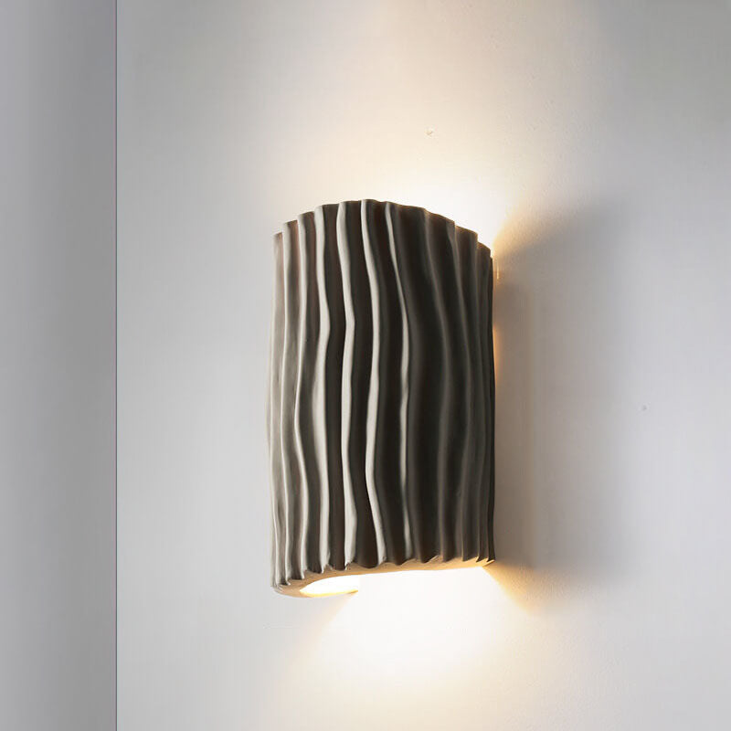 Contemporary Nordic Resin Striped Half Cylinder Wall Sconce