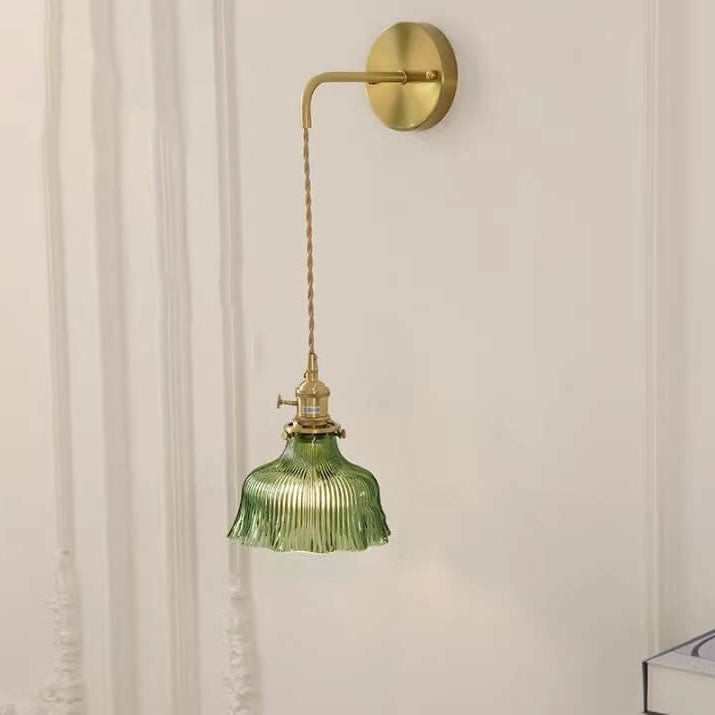Nordic Modern Minimalist Flower Copper Glass Wall Sconce
