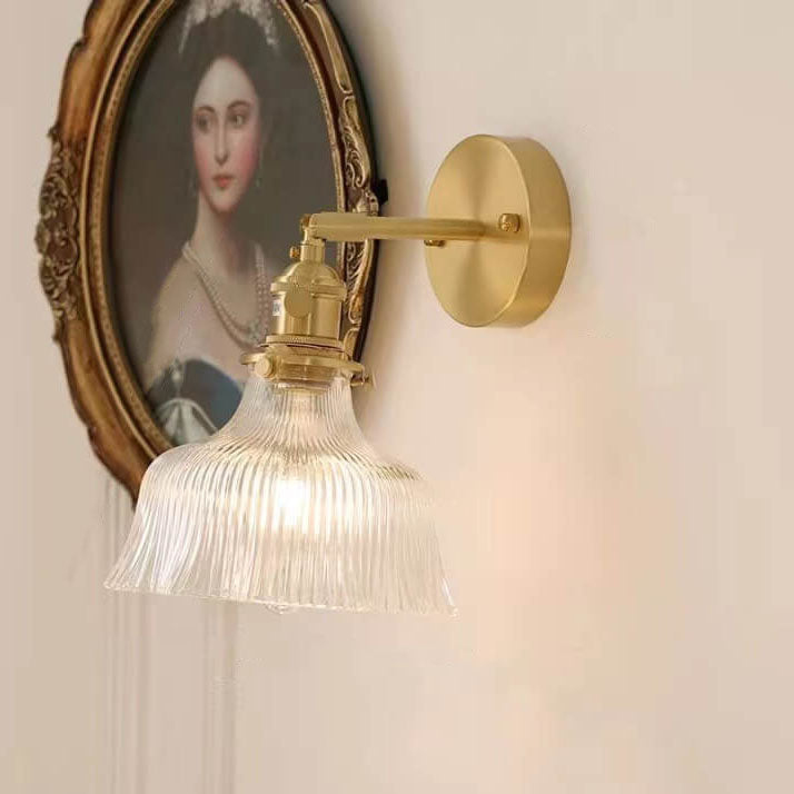Nordic Modern Minimalist Flower Copper Glass Wall Sconce