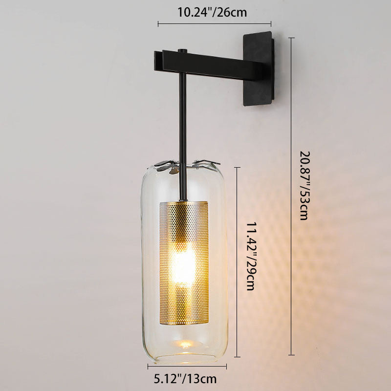 Modern Minimalist Cylinder Clear Glass 1-Light Wall Sconce