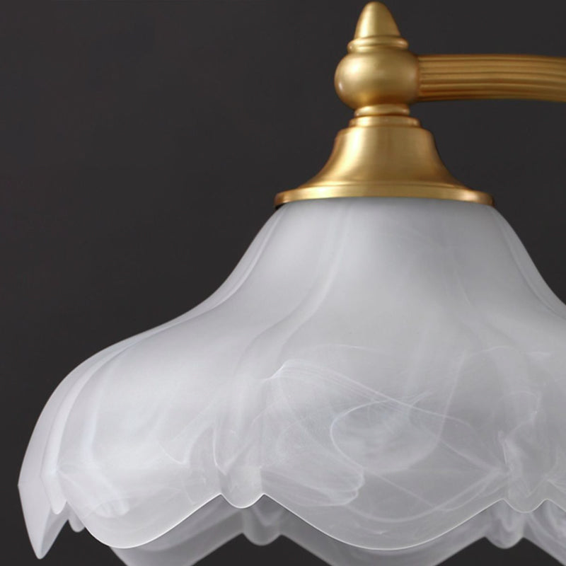 Elegant Vintage Round Copper Glass Petal Shade Table Lamp