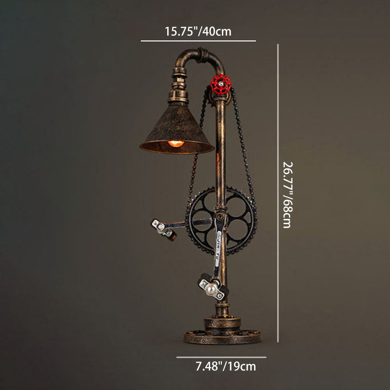 Industrial Iron Gear Plumbing Metal 1-Light Table Lamp