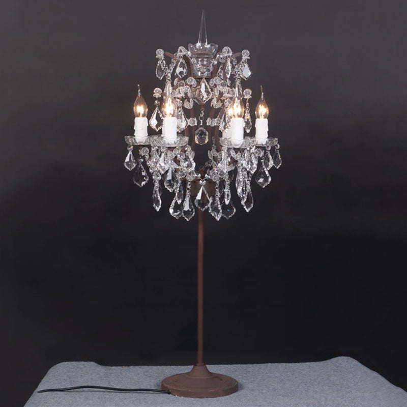 Elegant Traditional Vintage Crystal 6-Light Table Lamp