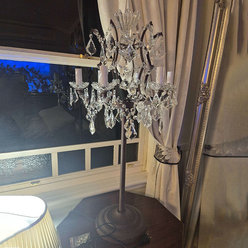 Elegant Traditional Vintage Crystal 6-Light Table Lamp