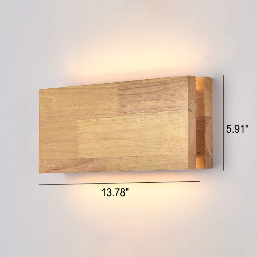 Japanese Wabi-Sabi Log Wood Rectangular LED Wall Sconce